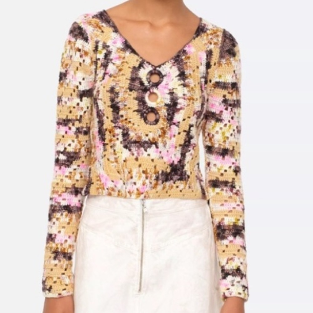 Sea New York Safa V neck wool Crochet Cropped‎ Sweater size medium